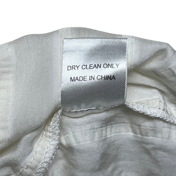 Sea New York Ivory Off-White Semi Sheer Blouse Henley Top Long Sleeve Size 2 XS - Picture 8 of 9